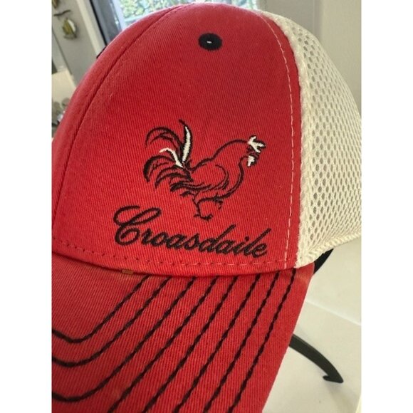 Callaway Hat Cap Red White Mesh Croasdaile Rooster Golf Black Embroidered Adjust - Picture 3 of 8